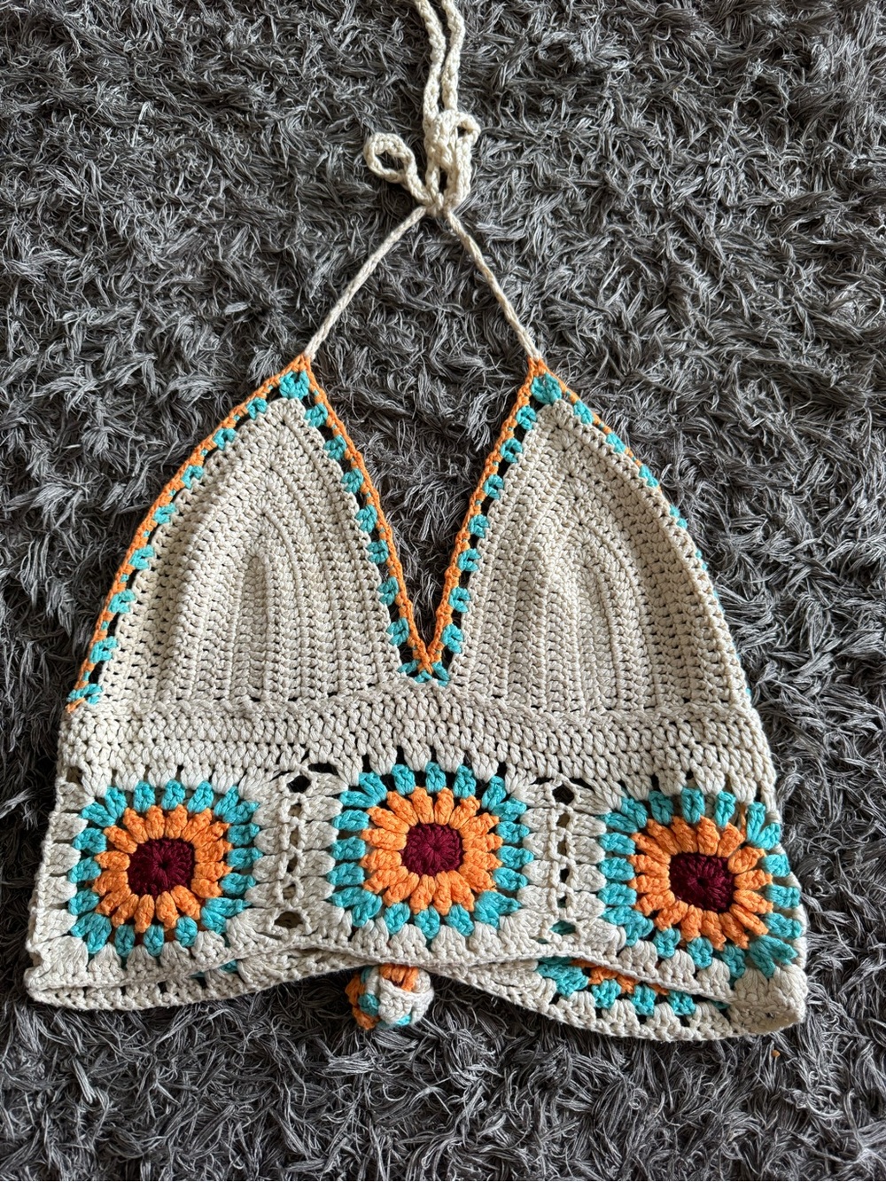 Altar'd State Cropped Crochet Halter Top Size S/M Festival Hippie Retro